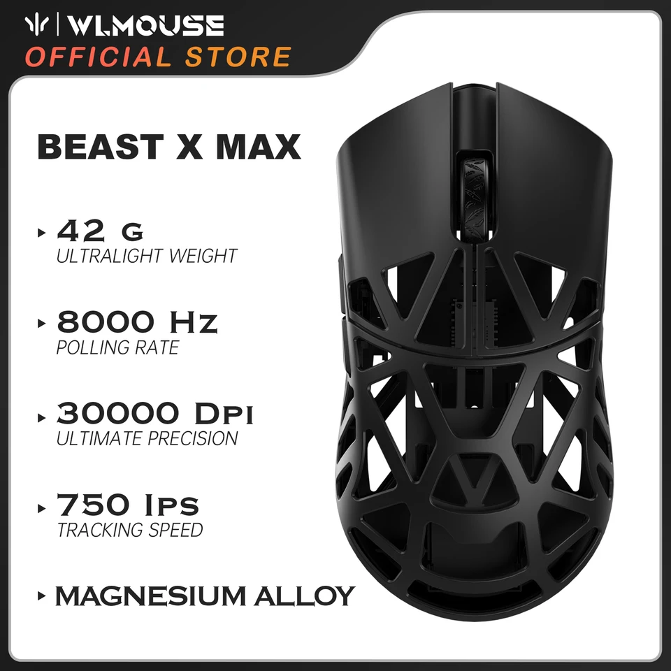 WLMOUSE BEAST X Max マグネシウム合金ワイヤレスゲーミングマウス 42g