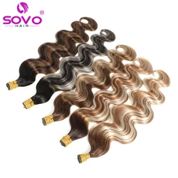 Pre Bonded Keratin Stick I-Tip Remy Human Hair Extension Hot Fusion Hair Smooth Body Wave For Salon Supply 0.8 G/Strand