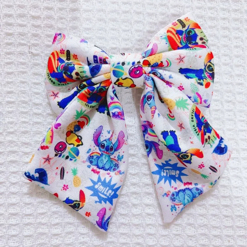 

Disney Stitch Accessories Cute Cartoon Women Products Blue Bow Ribbon Multi Functional Decoration Kawaii Gift Toy Girl Wholesale