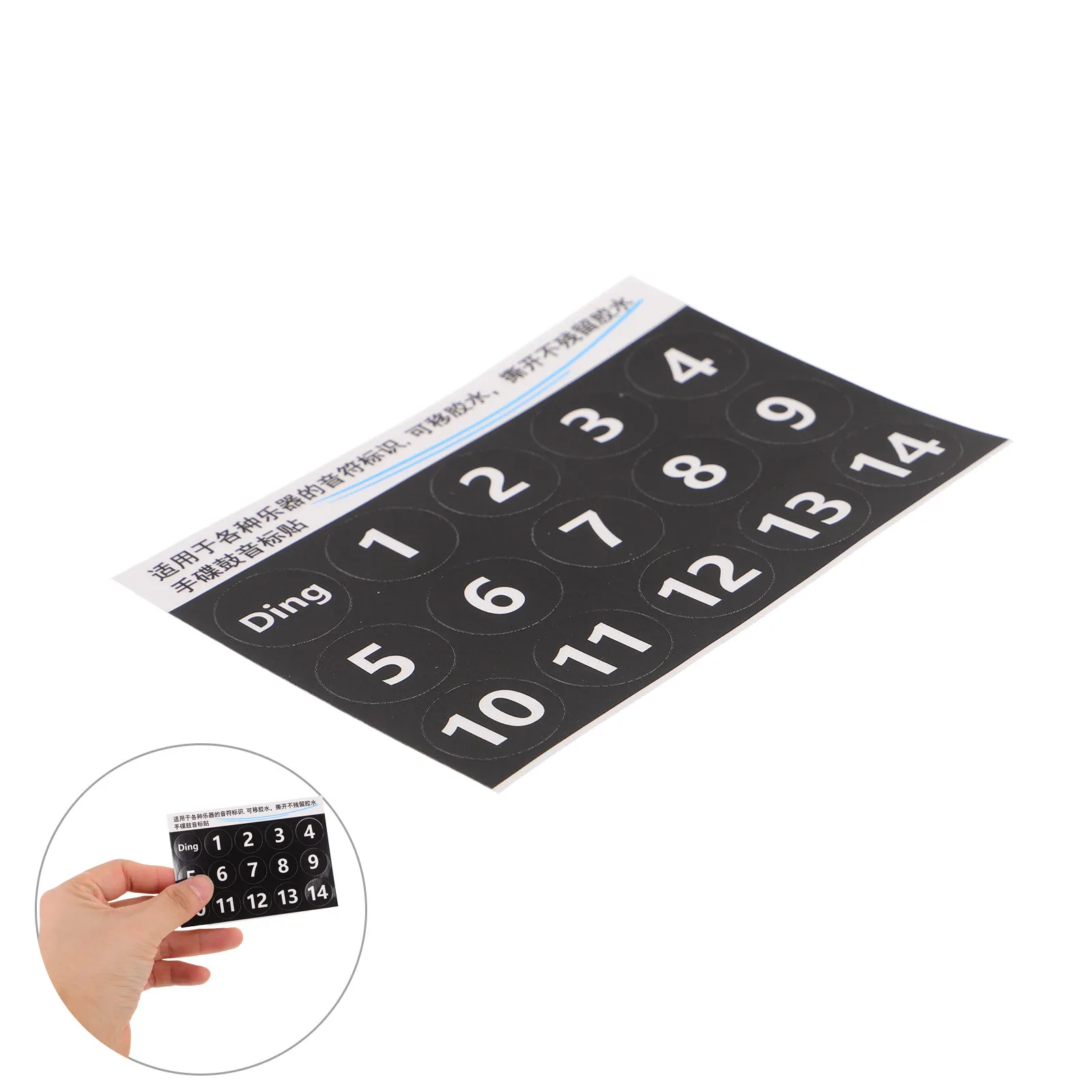 5Sheets Handpan Drum Scale Stickers White Number Note Labels Removable Ethereal Drum Note Decals for Beginners Training