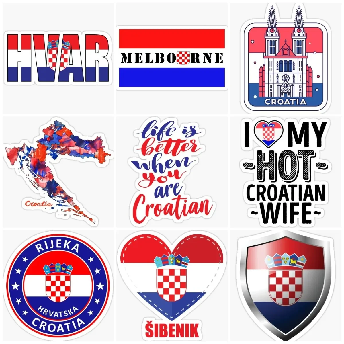 

Croatian HR Flag Map Creative Sticker Wall Room Truck Motorcycle Camper Van Bicycle Van Car Glass Helmet Racing Decal Waterproof