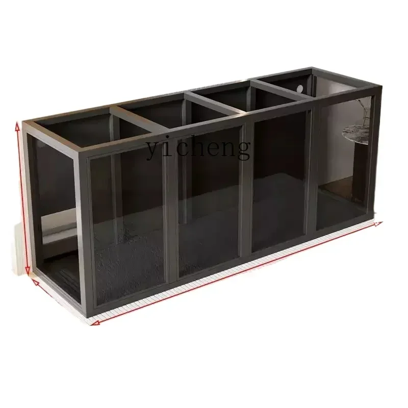 TQH Industrial Style Fish Tank Stand Stainless Steel Fish Tank Base Long Water Cluster Box Carbon Steel Glass Door Base Cabinet