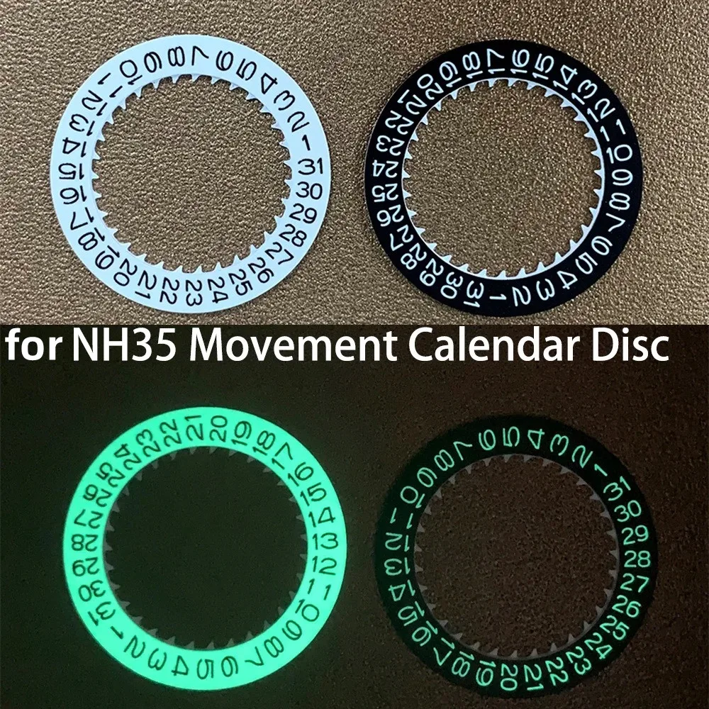 

Green Luminous Watch Calendar Disc Black/White Date Day Wheel Disc Watch Modification Part, Only for NH35 Movement Accessories