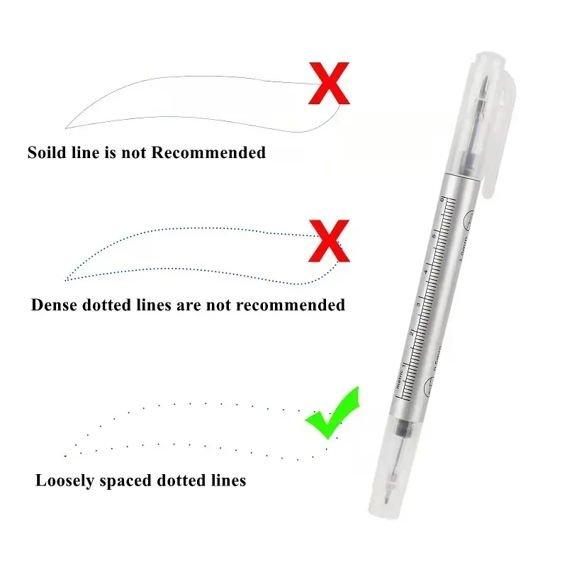 Double Head Surgical Eyebrow Tattoo Skin Marker Pen Tool Accessories Tattoo Marker Pen with Measuring Ruler Microblading