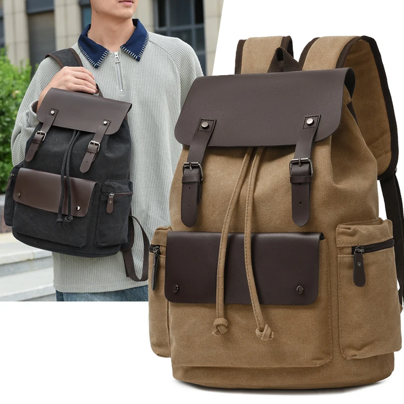 

Fashionable men's new canvas large capacity shoulder bag backpack handbag mochilas de hombre 백팩 mochila de cabina avión