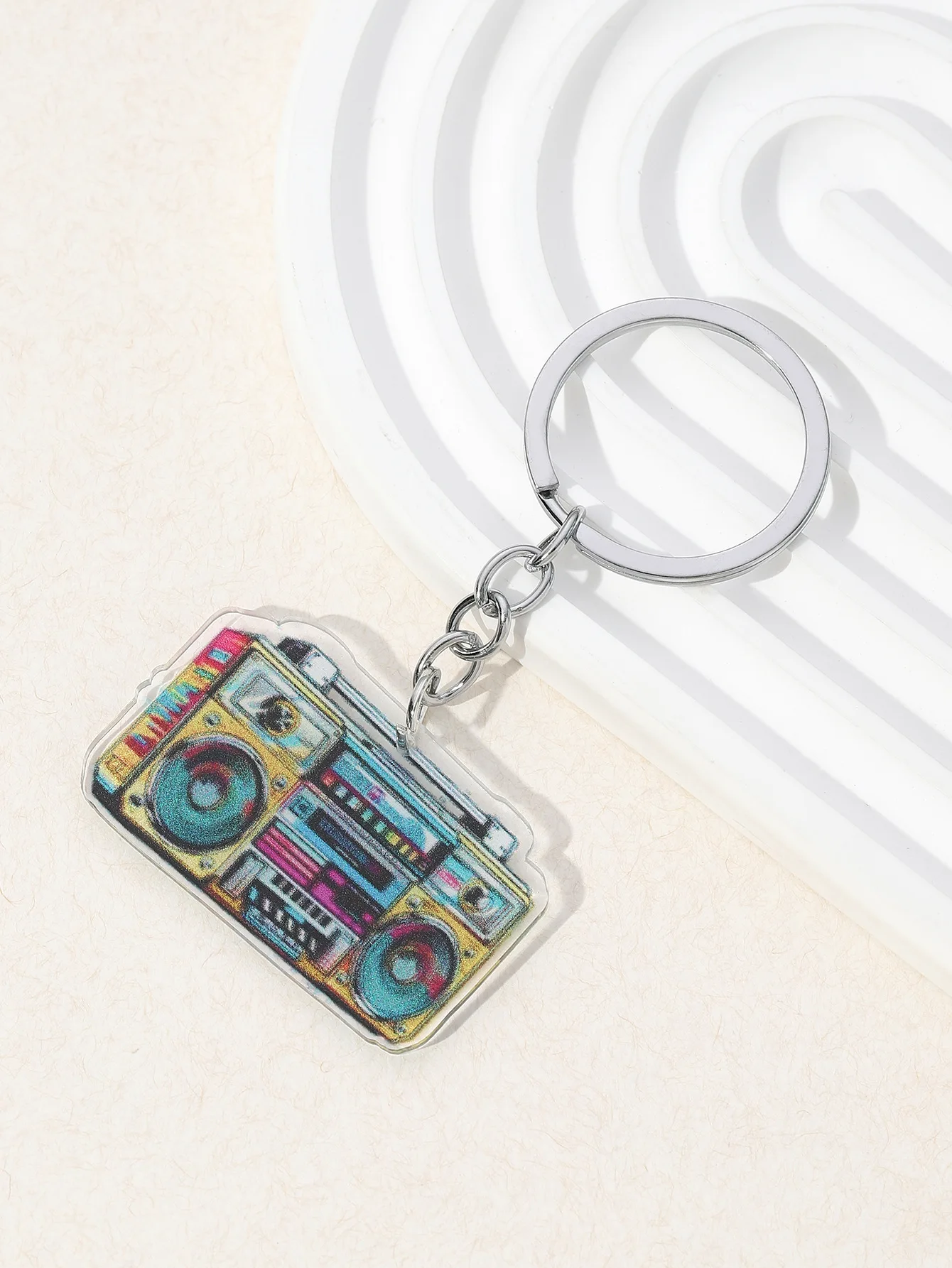 Acrylic Retro Cassette Tape Keychains Vintage Jewelry Key Ring For Women Kids Girls Backpack Purse Car Key Chains 90s