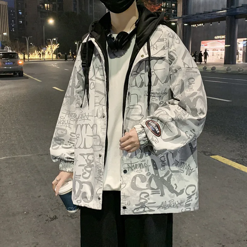 

Oversized Jackets for Men Baseball Uniform Print Patchwork Retro Casual Korean Fashion Coats Couple Streetwear Unisex Jaquetas