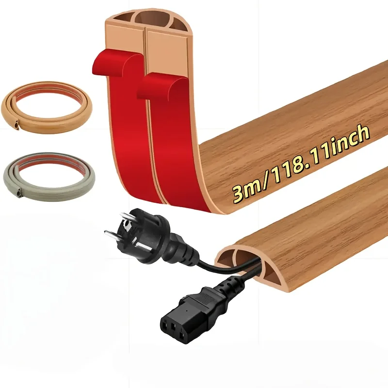 1pc 3M/118 Inches Self-Adhesive Floor Cable Protector Cover-PVC,Office Cable Management Solution,Floor Cable Covers