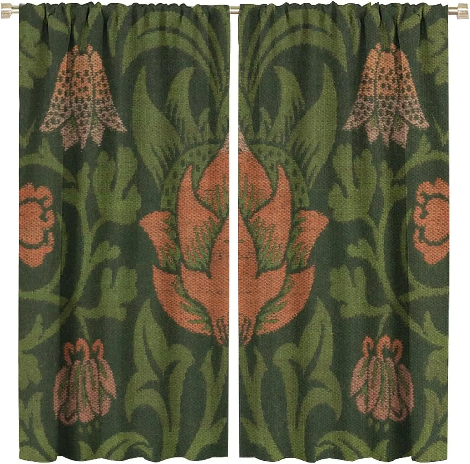 

Vintage Bohemia William Morri Plant Flowers Blackout Window Curtains, Abstract Art Retro Plants Pattern Print Window Drapes, for