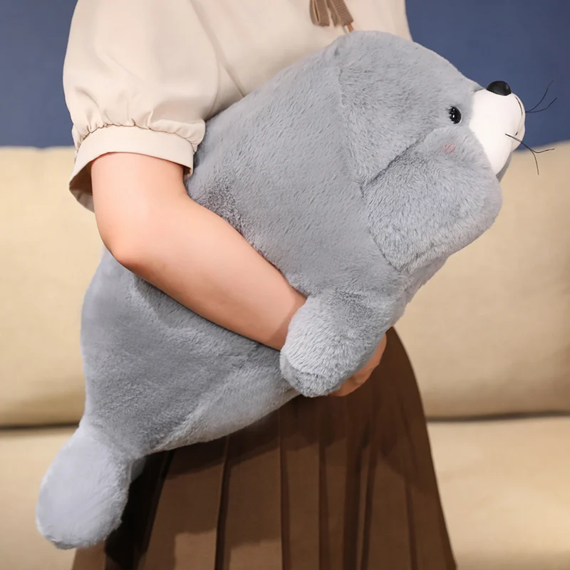 Cute Mochi Plushes Seal Soft Toy Kawaii Sea Animal White Grey Seal Stuffed Doll Lovely Huggable Sleep Pillow Boy Girl Gift