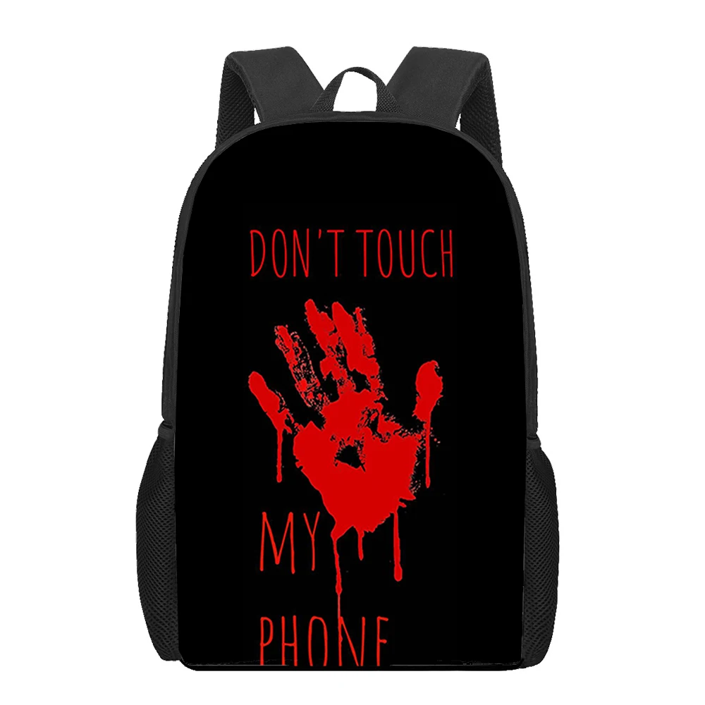 Don't Touch My Phone Print Kids School Bags Teenager Daily Storage Backpack Student Book Bags Girls Boys Casual Travel Rucksack