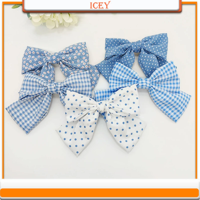 

1pc Blue Headbands Bow Tie Headwear Lattice Scrunchie Dots Hair Clip Small Flower Hair Claw Polka Dots Hair Accessories