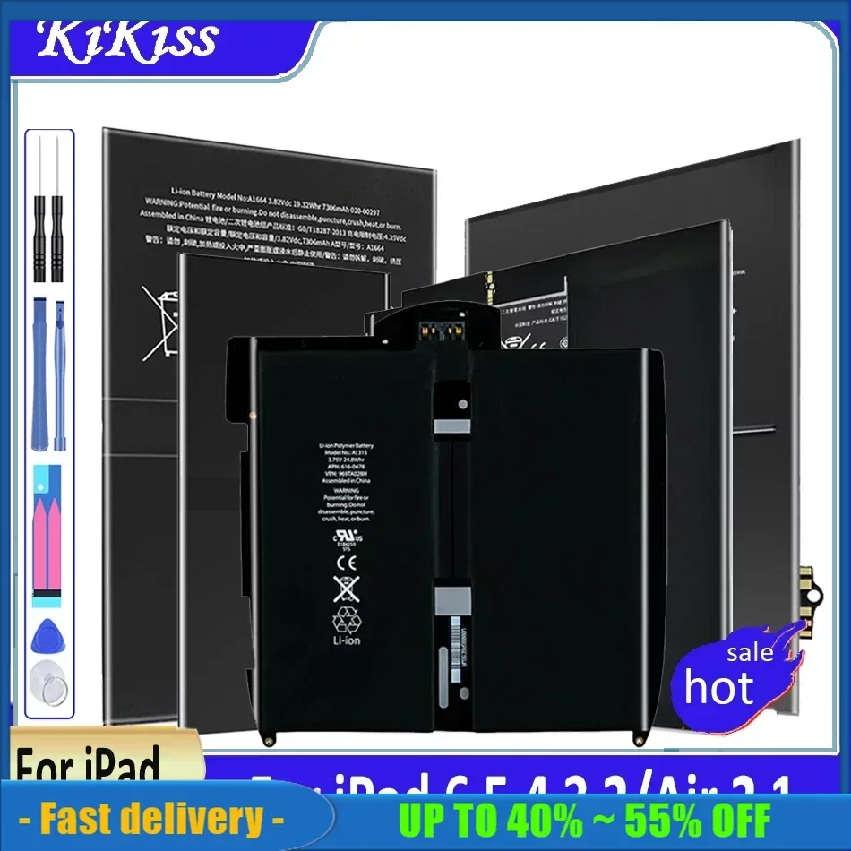 Battery For iPad 6 5 4 3 2 Air 1 2 Replacement Lithium Polymer Tablet Bateria For iPad6 Air2 iPad5 Air1 iPad4 iPad3 A1474 A1475