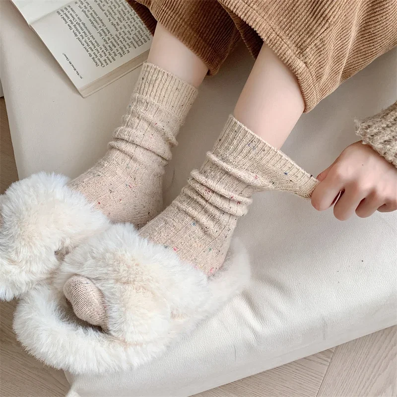 Winter New Women's Wool Socks Japanese Style Novelty Fashion Striped Casual Crew Socks Warm Simple Trendy Autumn Socks For Girls