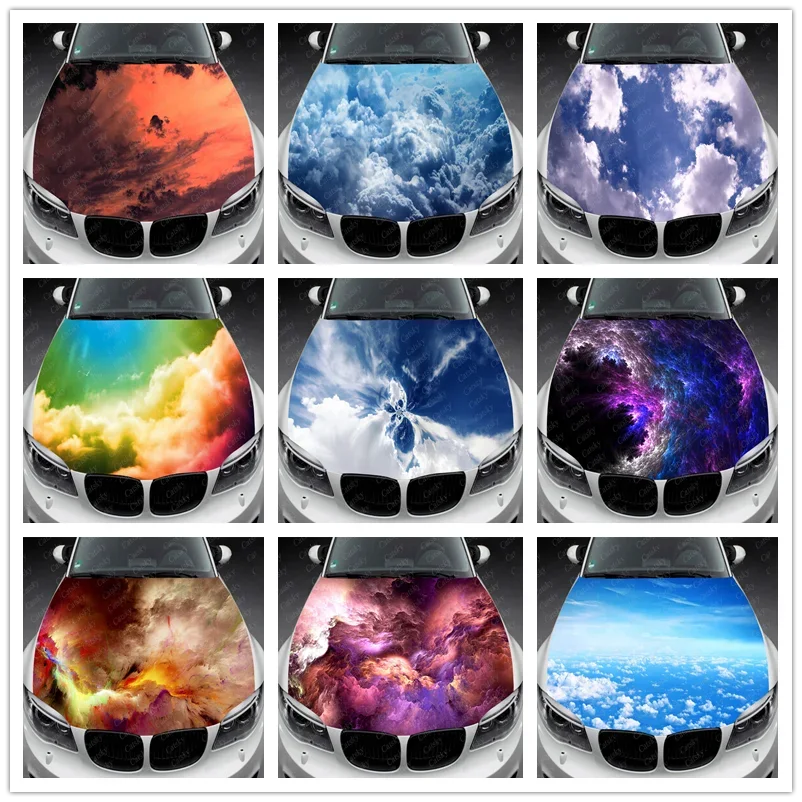 Abstract Cloud Colorful Car Hood Vinyl Stickers Wrap Vinyl Film Engine Cover Decals Sticker Universal Fit Any Car