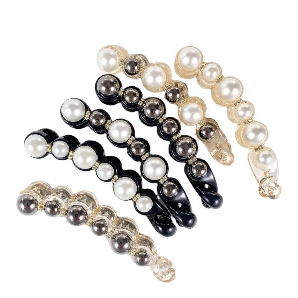 

Headwear Sweet Hairpins Pearl Zircon Hair Claw Crabs Ponytail Holder Vertical Clamp Korean Hair Clips Women Banana Clips