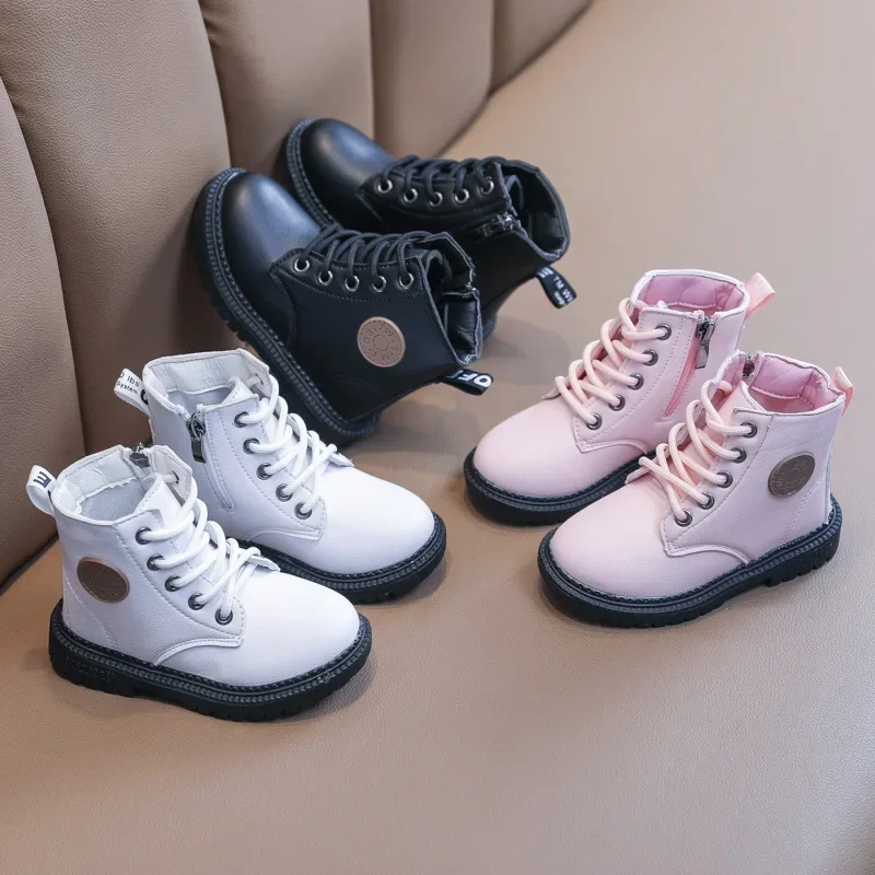 Quattro stagioni scarpe da bambino stivaletti da neve alla caviglia stivaletti sportivi per bambini scarpe da ragazza per ragazzo moda morbida pelle PU Warm Toddlers Big Kid Boot