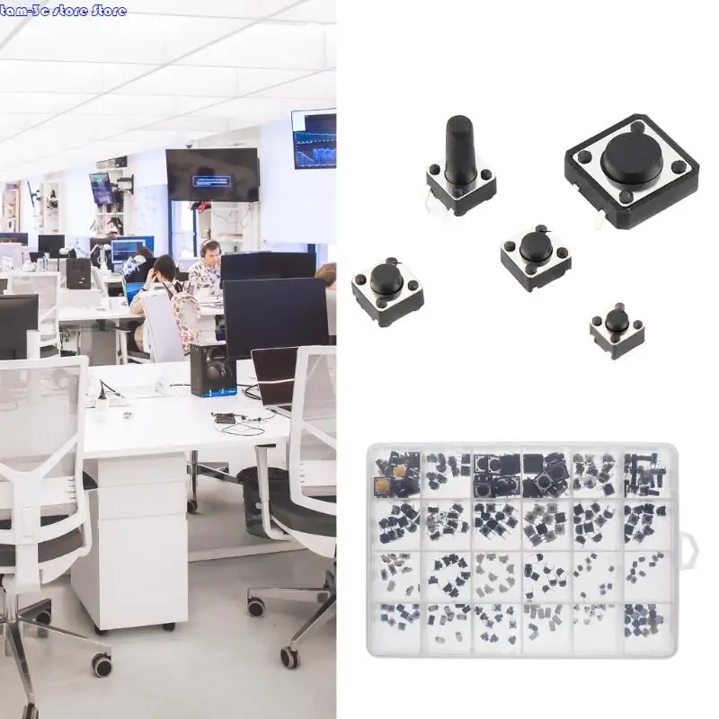 D0UA 250pcs Micros Sakelar Sakelar sesaat 25 Varietas beragam ukuran untuk proyek DIY