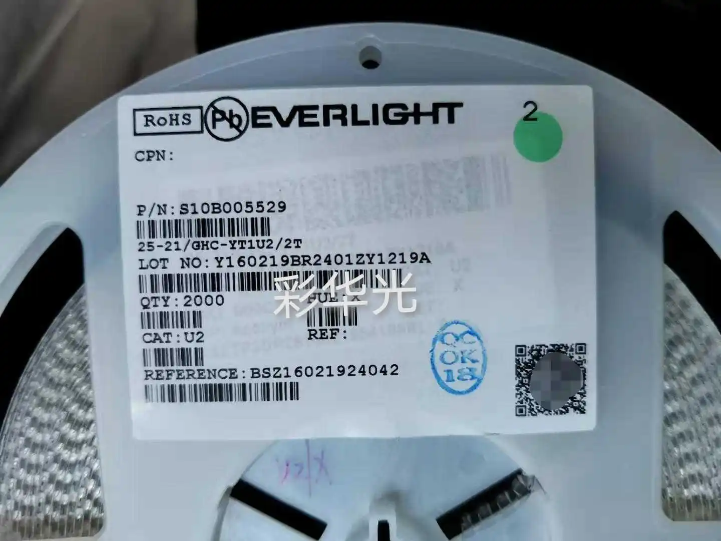 

50PCS/25-21/GHC-YT1U2/2T 1206 anti-paste green super bright LED built-in lens