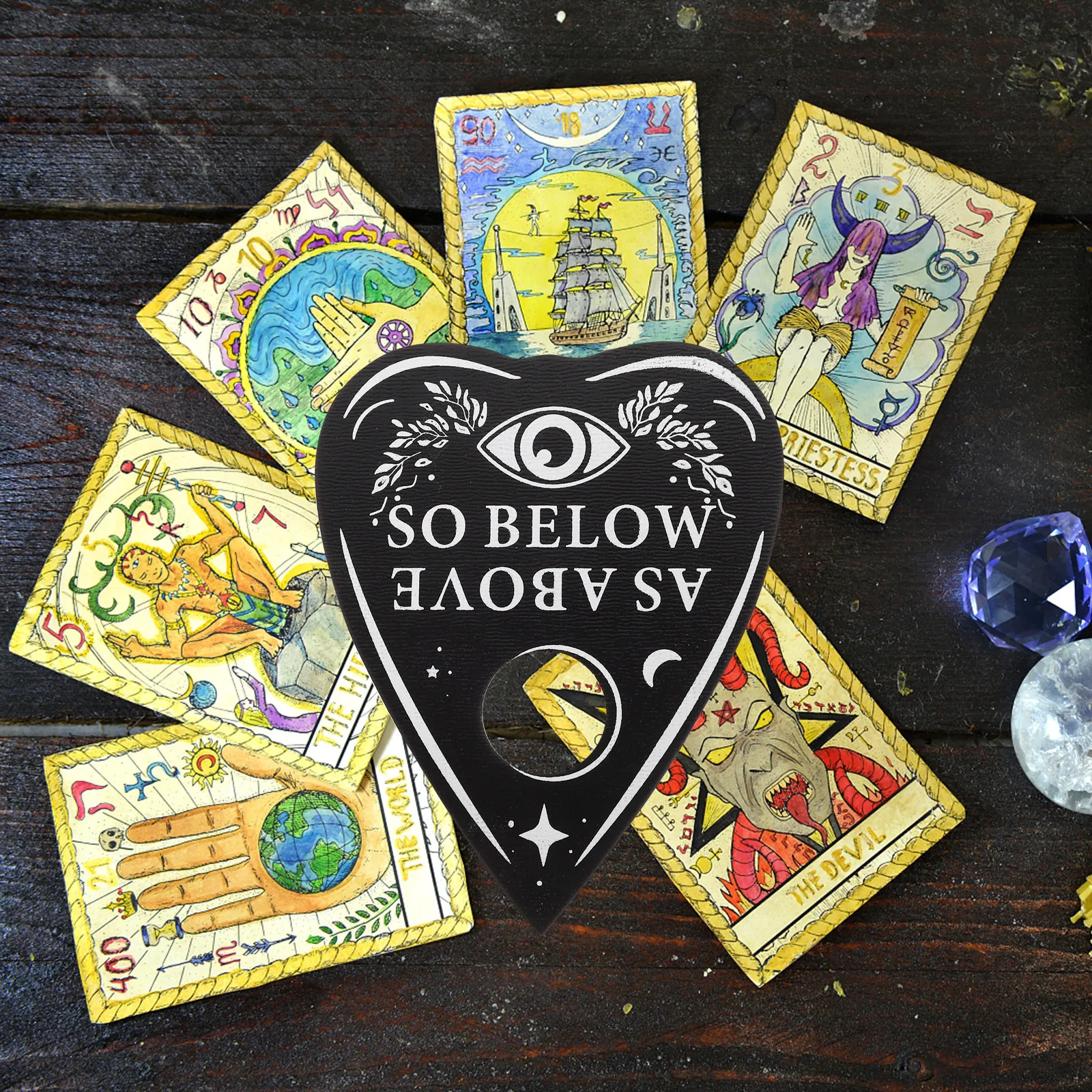 

Доска для гадания в форме сердца из дерева, доска для ответов с маятником для чтения Таро, медитации, принадлежности для викканского алтаря