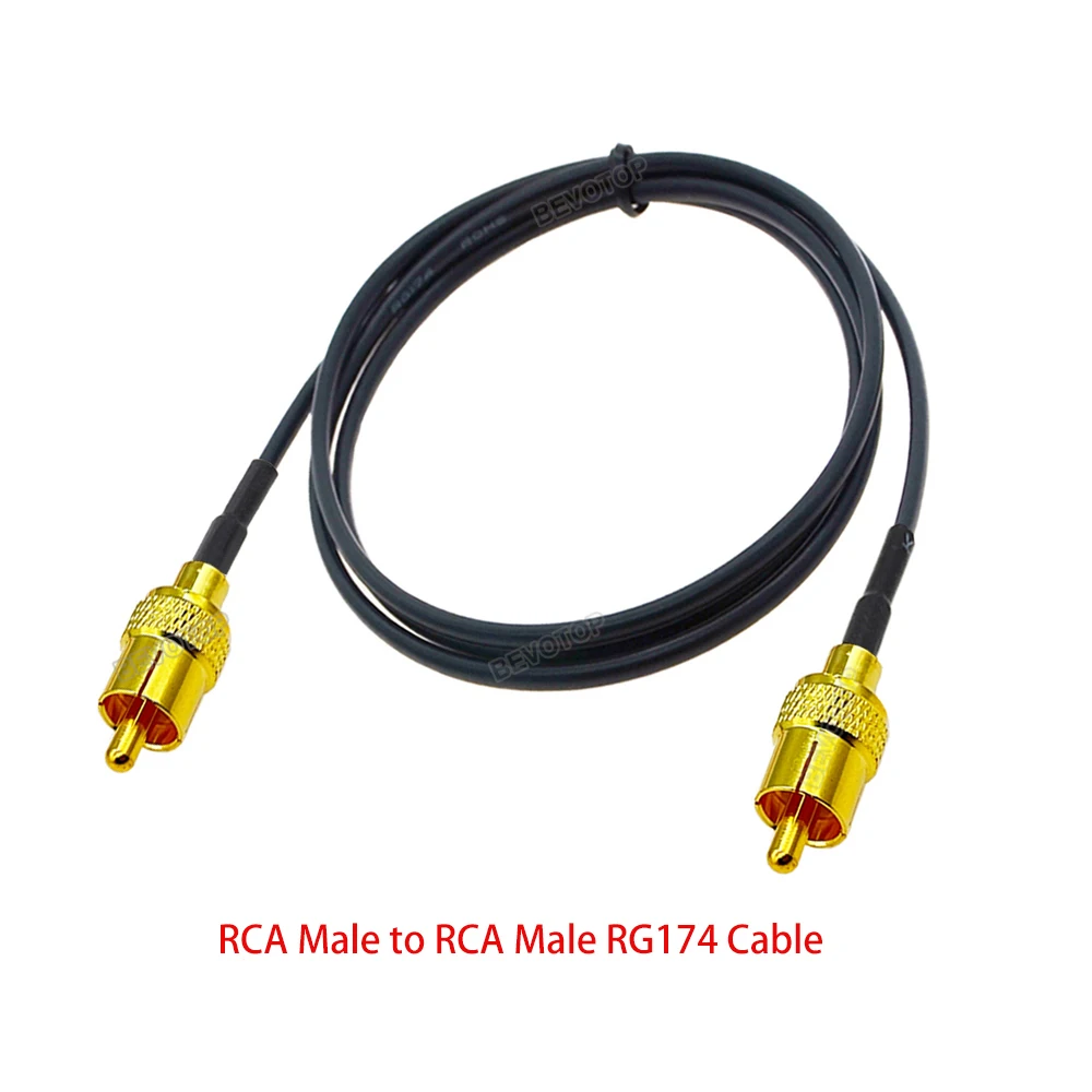 1Pcs RG174 RCA Male to RCA Male Plug 50 Ohm RG-174 RF Coaxial Connector Extension Cable Jumper Video Recorder  10cm-10m