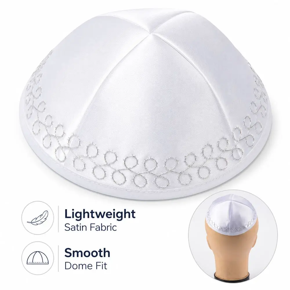 Durable Round Dome Kippah Cap Smooth Surface Satin Fabric Skull Cap Lightweight Yarmulke Skullcap Prayer Occasion