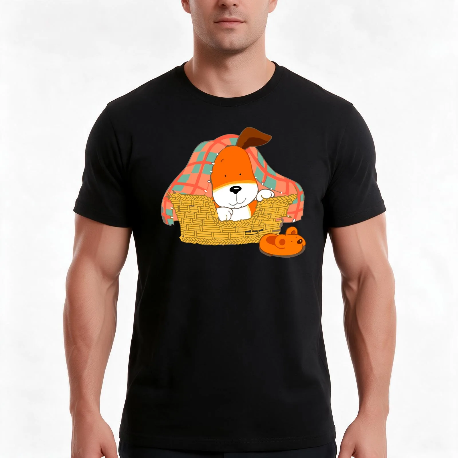 Funny kipper the dog T-Shirt, Summer Casual Cotton Tee, Oversized Streetwear Tops, Vintage Graphic Print, Loose Fit Short Sleeve