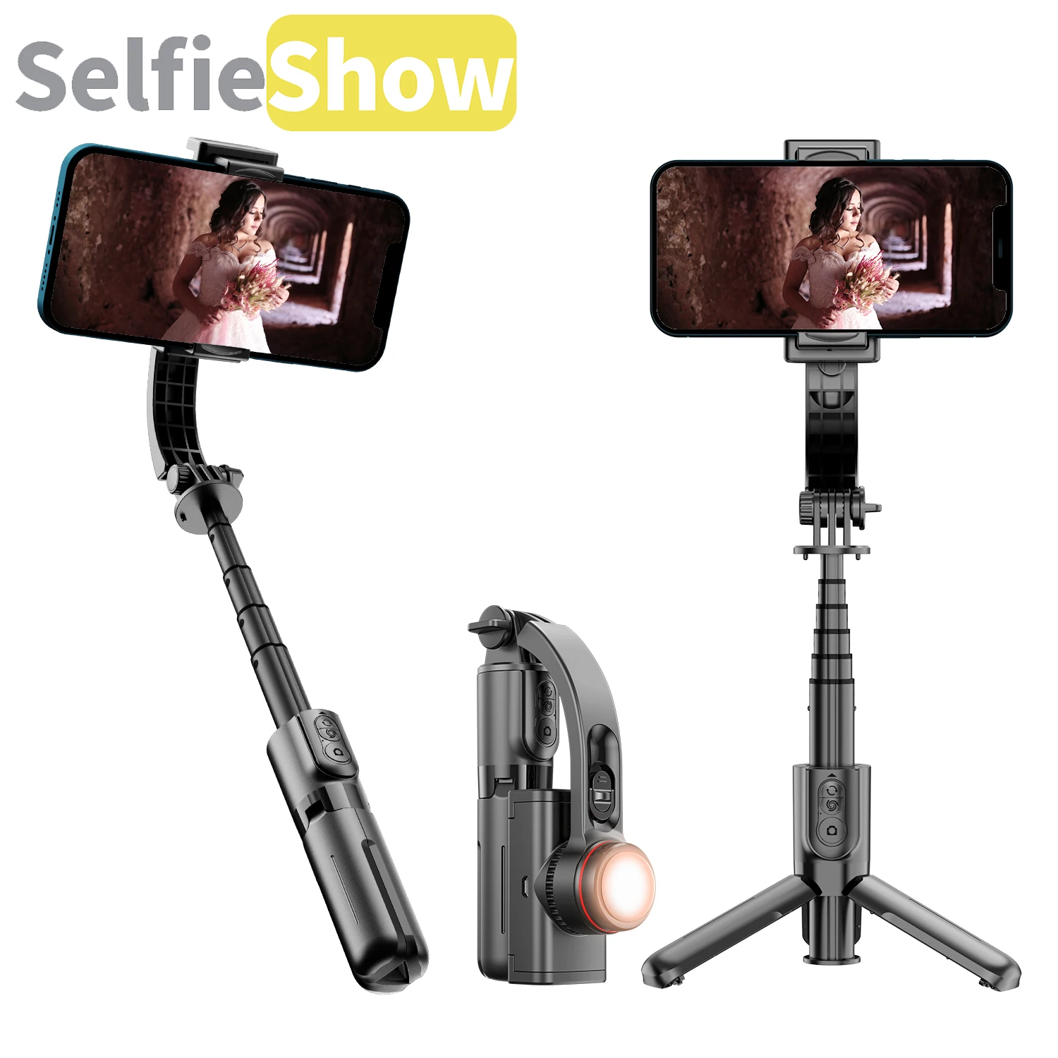 Selfieshow L18s MINI Fill Light Gimbal Stabilizer Selfie Stick Tripod Selfie Stick Tripe for Samsung Xiaomi IPhone Cellphone