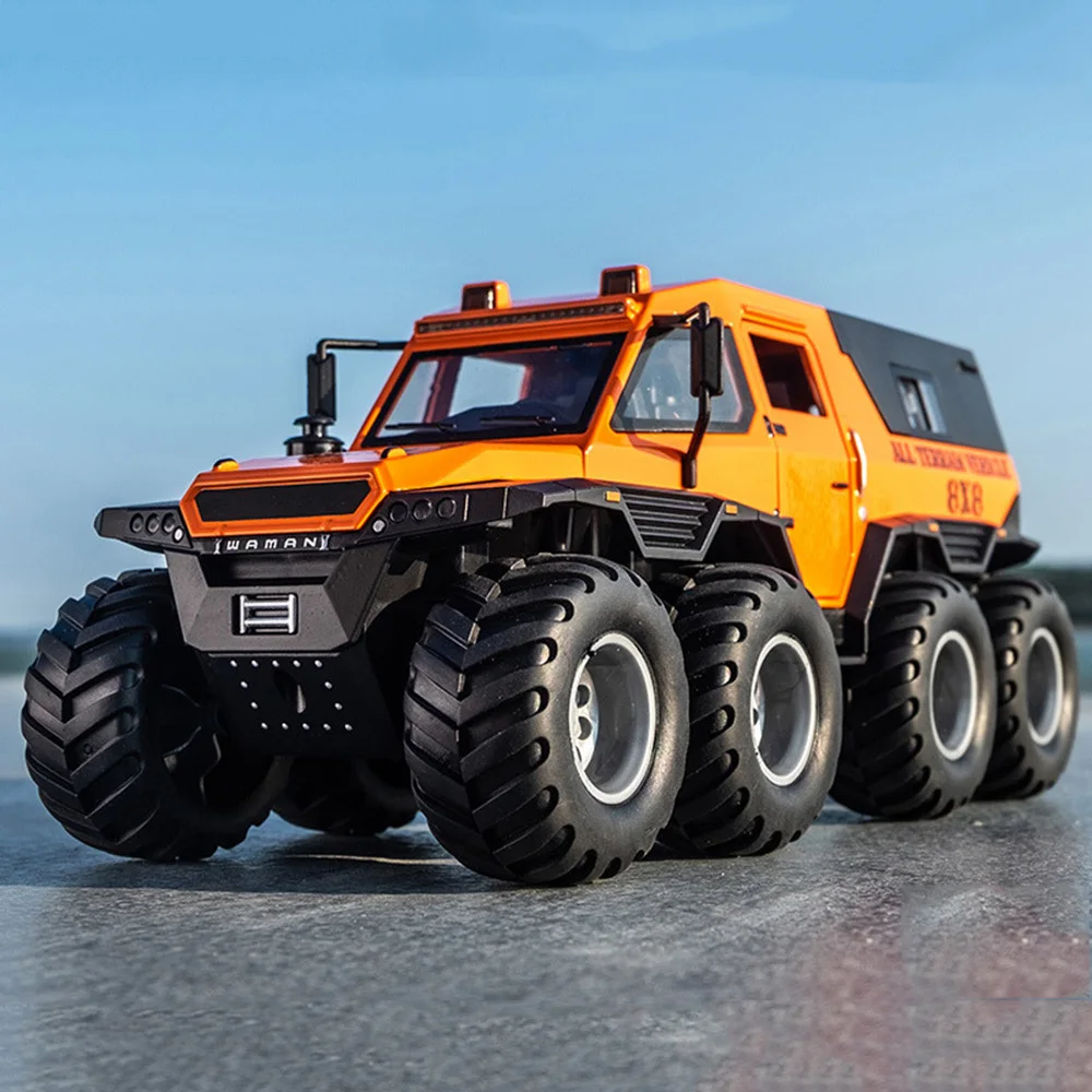 1:24 Alloy Car Model Russian Avtoros Shaman 8*8 Diecasts Off-road Vehicle with Light Sound Pull Back Function SUV for Boy Gifts