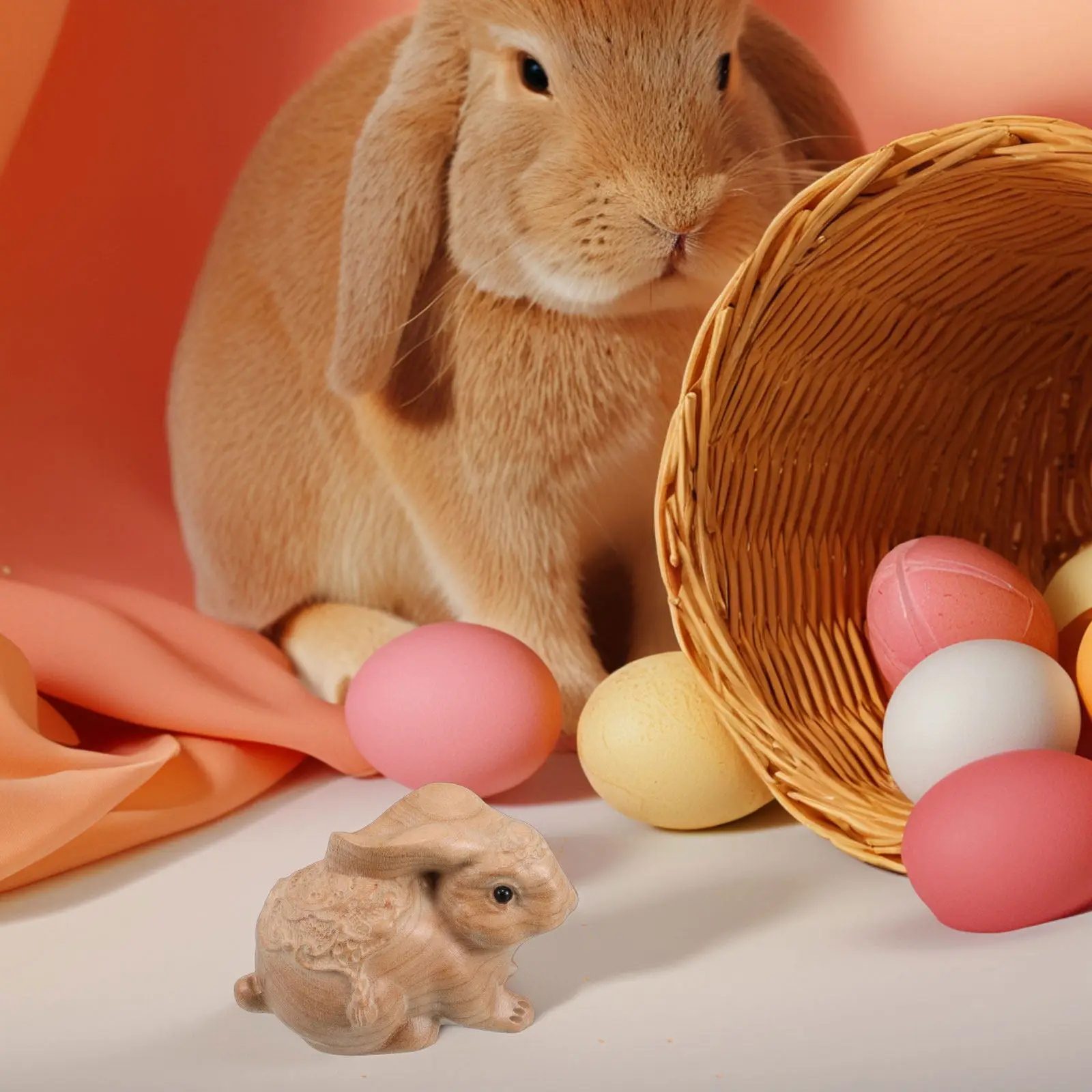 

Натуральная деревянная статуэтка кролика ручной работы, пасхальный декор для дома, украшение для сада, патио, газона, миниатюрная скульптура кролика