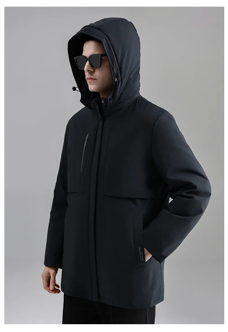 Men's Down Coats and Parkas Mid-length Winter Jackets Padded Puffer Jacket Man Down Jacket Thick Detachable Inner Padding HWY103