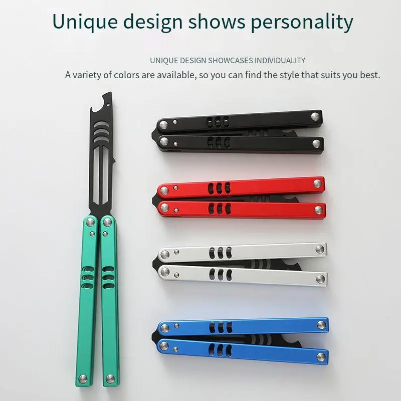 

Butterfly Knife Trainer Multifunctional Folding Unsharpened Knife Portable Training Butterfly Knife Opener for Bottle Uncut