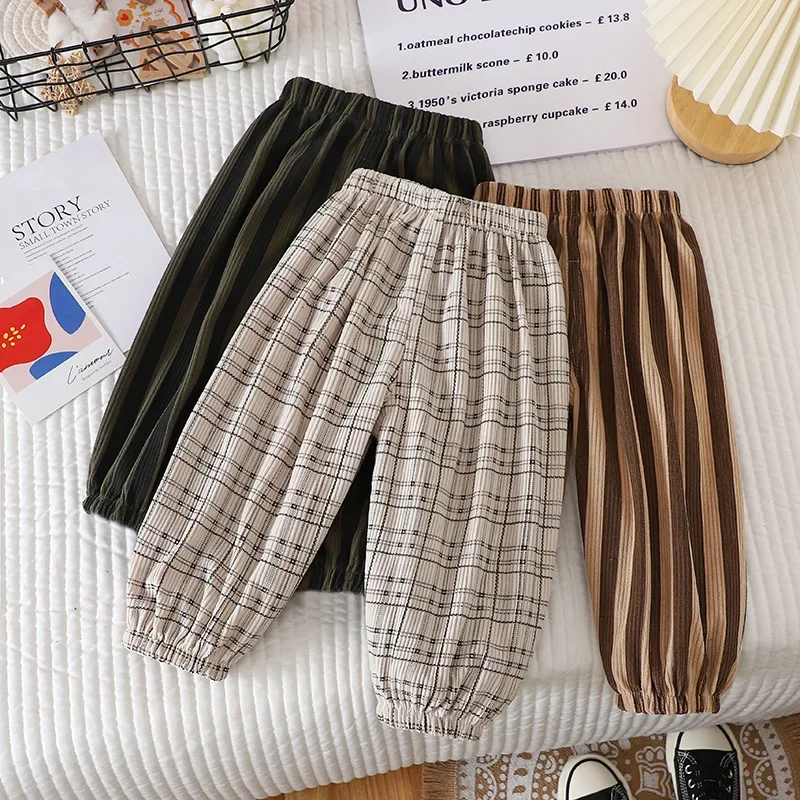 

Cuffed Pants for Boys Girls Children's Sports Pants Casual Pants Children's Pants Sweatpants Outerwear Pants Simple Stripes