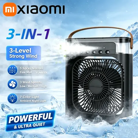 Xiaomi Air Conditioner 3in1 Fan Household Mini Air Cooler Led Night Light Humidifier Air Adjustment Fan Portable Office Home Fan