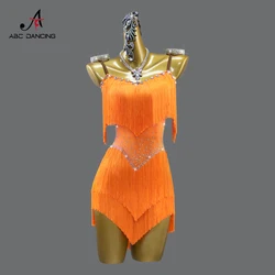 2024 Womens Latin Dance Dress Competition Prom Costume Girl Skirt Practice Tassel Clothes Line Dancewear Stage Outfit Customized