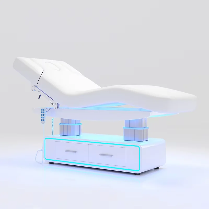 

Современная полностью белая мебель для салона, массажный стол и кровать, 4-моторная электрическая подъемная терапевтическая кровать для лица с подсветкой
