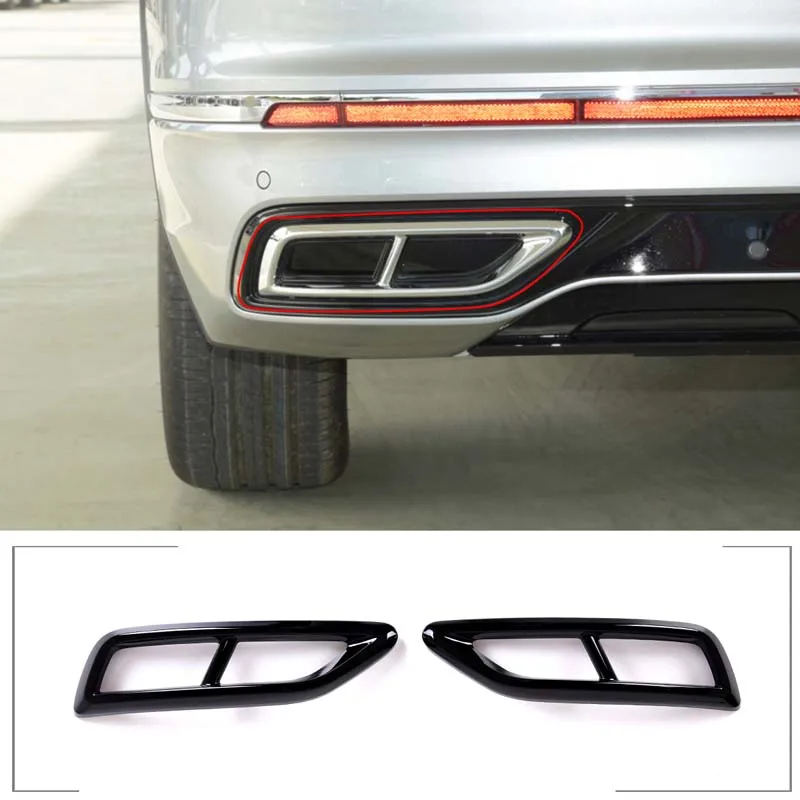 

Для Volkswagen Tiguan L 2020 2021 2022 ABS черный автомобильный хвостовой горло, глушитель, выхлопная труба, выходная крышка, автомобильные аксессуары