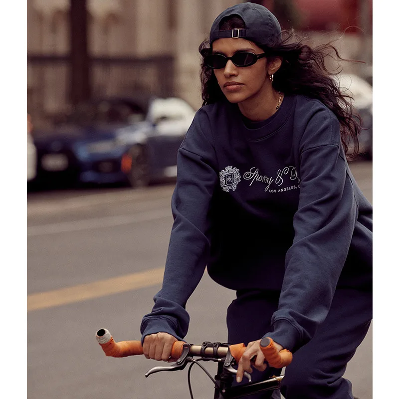 

Winter new North American niche front letter printed fleece sportswear women's hoodie