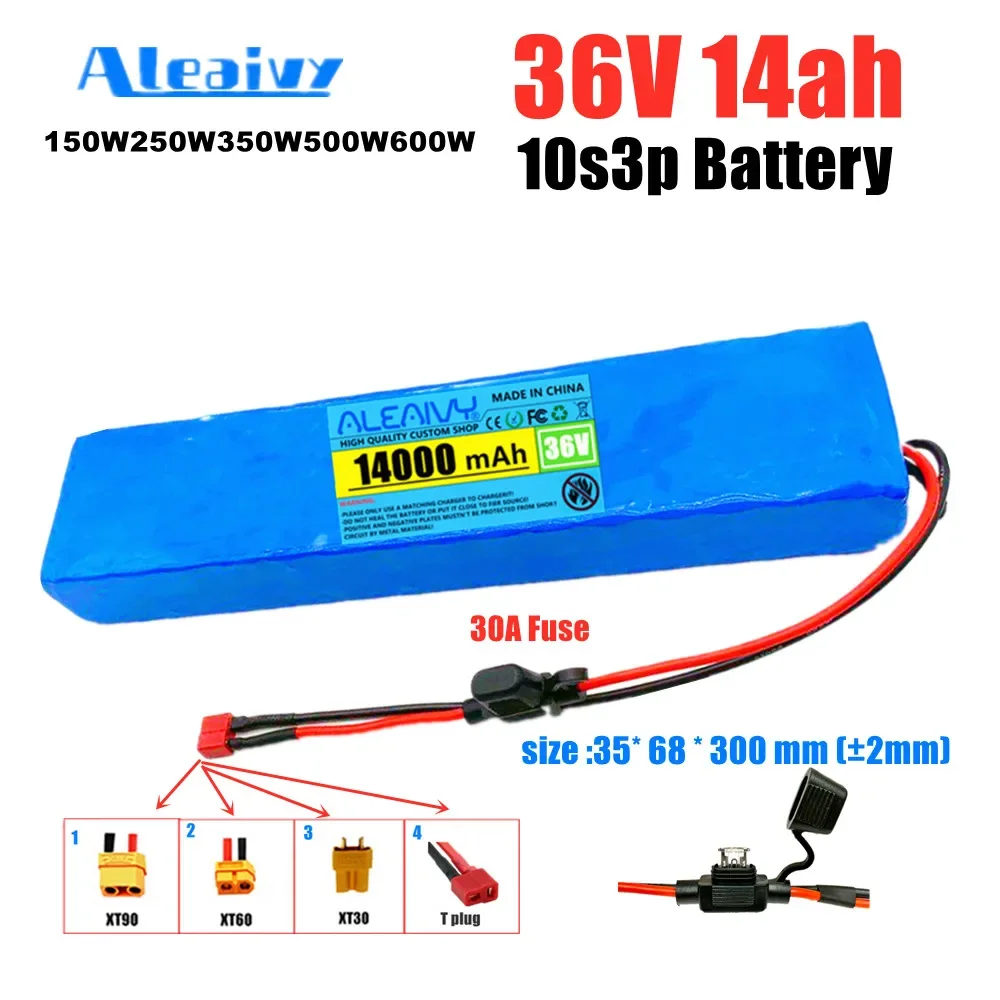 36V 14ah 10s3p lithium battery pack is applicable to 250W 350W 500W scooter, electric bicycle, built-in 30A BMS and fuse device