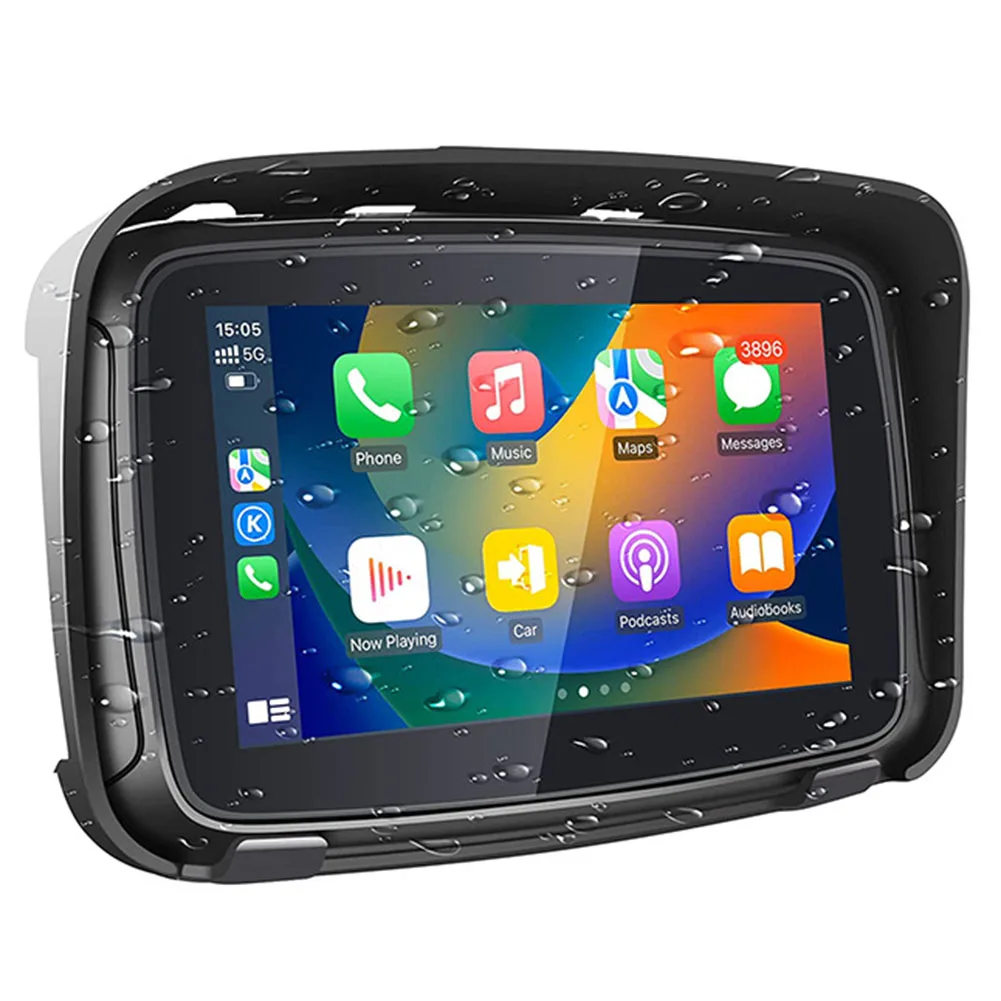 Digital Display Motorcycle GPS Navigation Device 5 Inch Portable Waterproof IPX7 Navigator Screen for Apple Carplay Android Auto