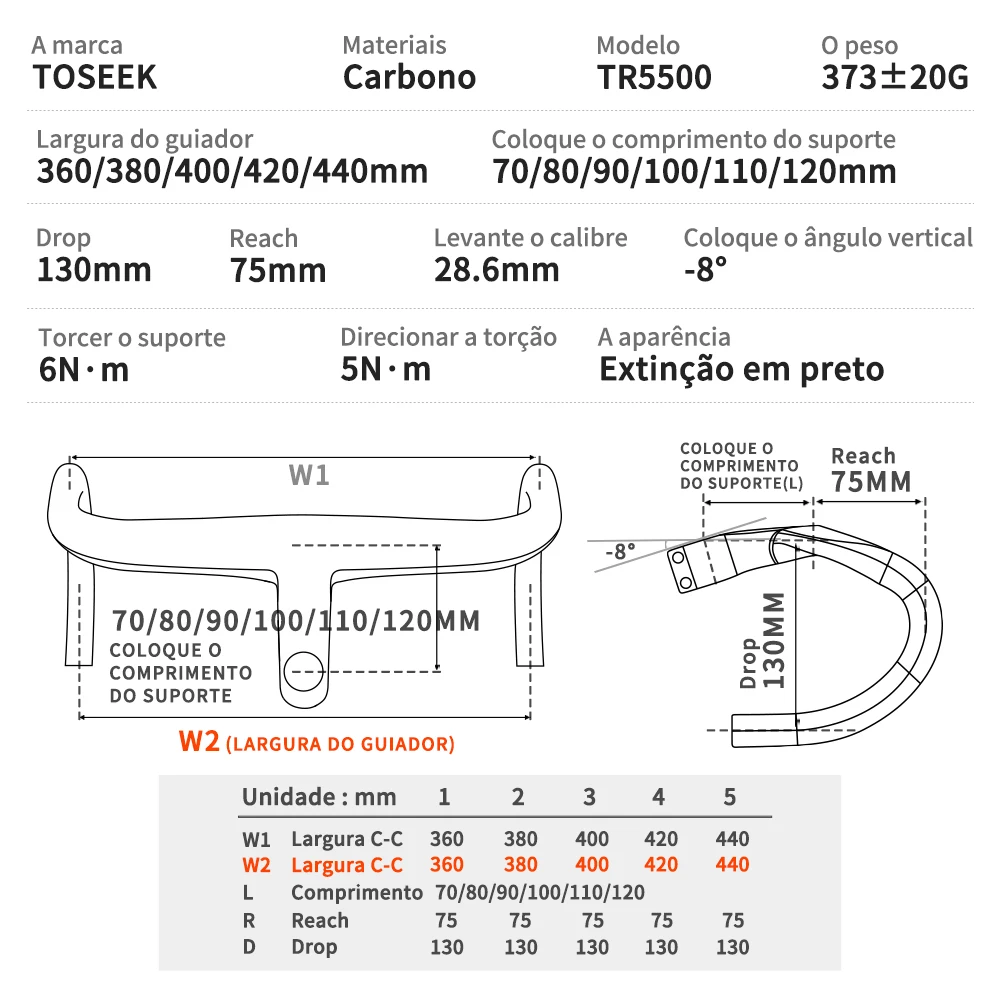 TOSEEK TR5500 Full Carbon Road Bicycle Handlebar Internal Cable Routing Integrated Bar Di2 With Cycling Bike Computer Holder