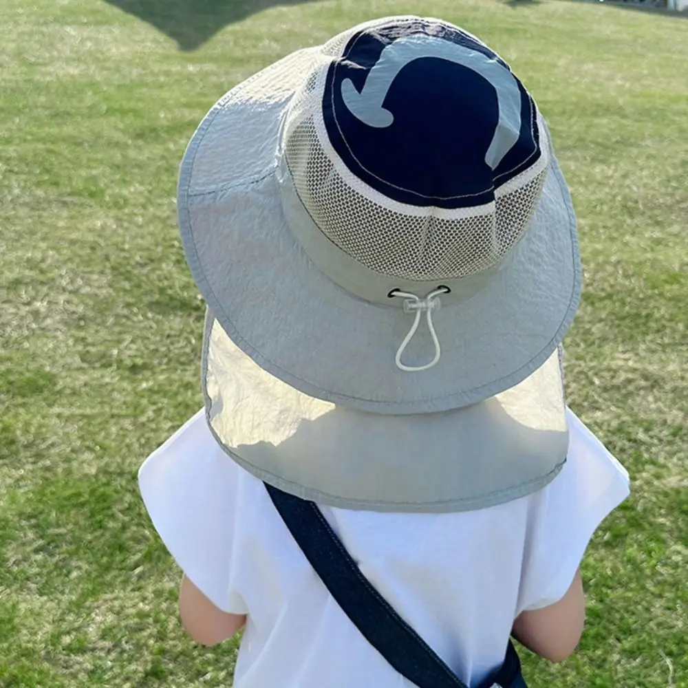 

Casual Breathable Shawl Sun Hat Quick Dry Cotton Baby Sun Protection Hat Wide Brim Sunscreen Children Fishman Hat 3-8Years Old