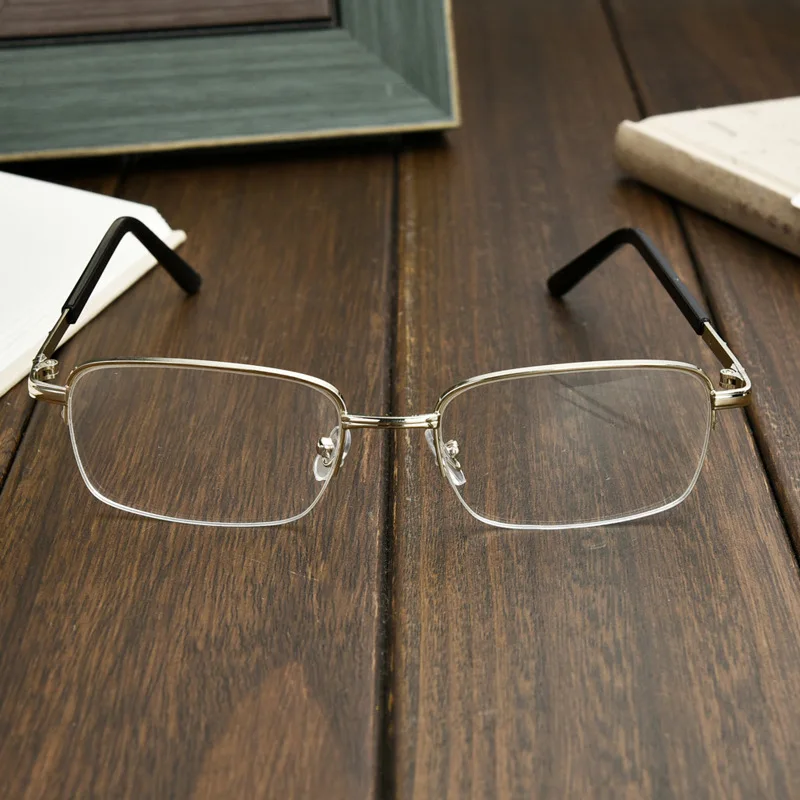Height Range -1.0~ -8.0 Myopia Glasses Half Frame Finished Myopia Glasses  Metal Frame, Resin Eyeglass Lenses