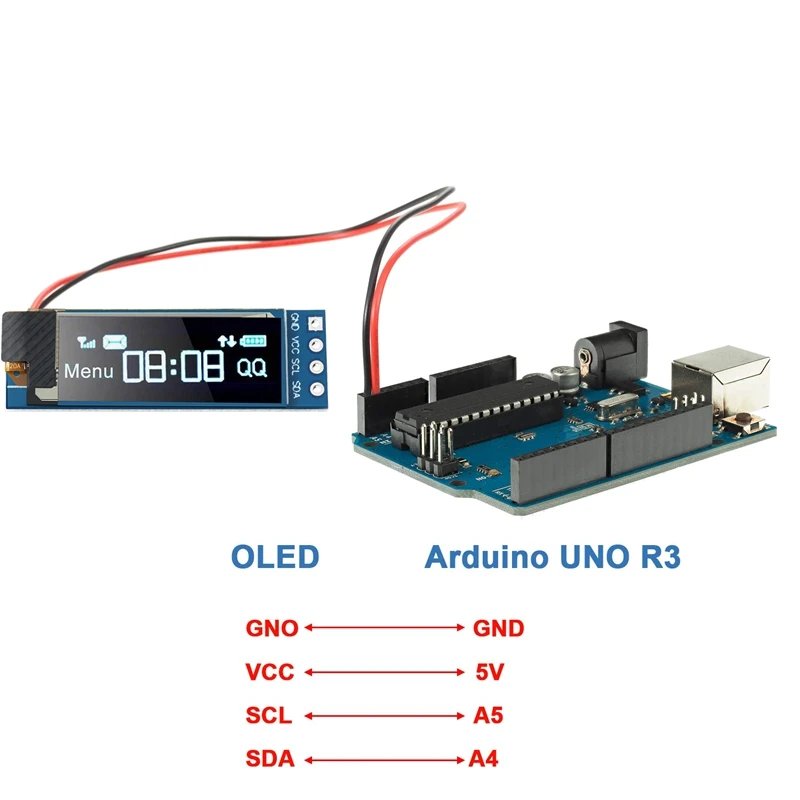 0.91 인치 I2C OLED 디스플레이 모듈, I2C OLED 스크린 드라이버, DC 3.3V-5V, 5 개