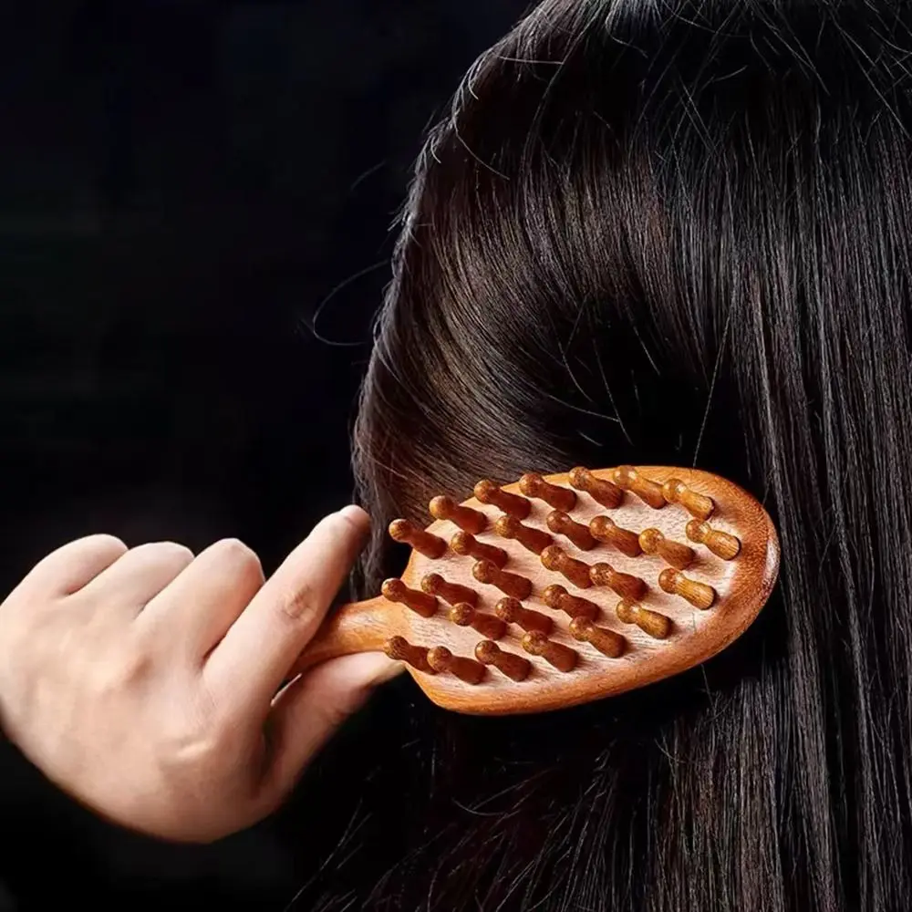 

New 2-in-1 Scalp Massager Comb Double-Sided Sandalwood Air Cushion Comb Head Meridian Comb for Hair Relaxation