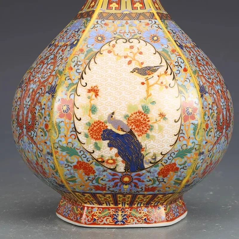 Jingdezhen antique porcelain enamel vase new Chinese style imitation Qing Dynasty Yongzheng living room decoration ornaments