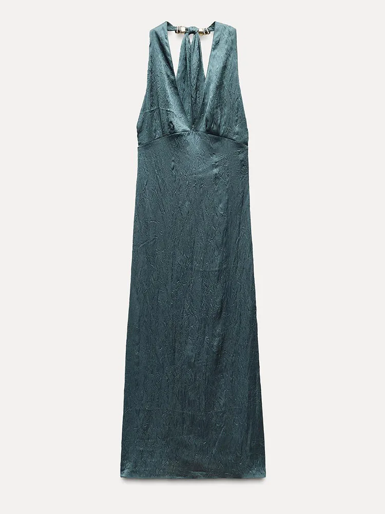 Ele จีบผลผ้าไหมซาตินฤดูร้อนใหม่มาถึงผู้หญิง DR แขวนคอ Neline Svel ยุโรป SLE ชุด