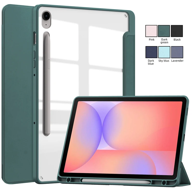 

Чехол для Samsung Galaxy Tab S10 Lite с держателем для ручки, акриловый прозрачный смарт-магнитный чехол для Coque Galaxy Tab S10 Lite, чехол 10,9 дюйма