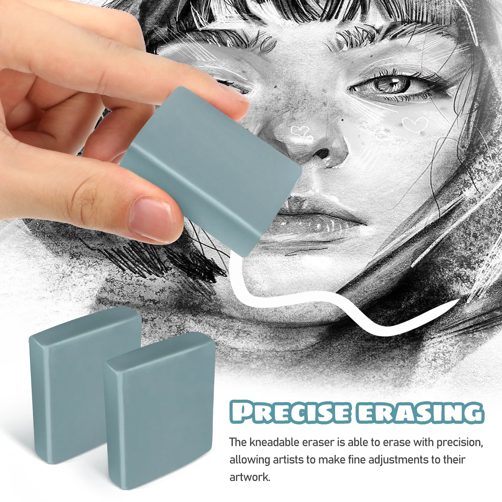 Imagem -02 - Strong Adhesive Plastic Rubber Erasers Amassado Reutilizável Bloco nó Art Eraser Esboço Erasers para Desenho Esboço