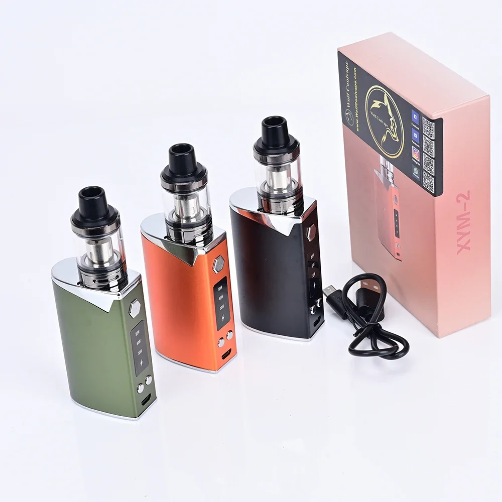 Wolfcoolvape 80W Starter Mod Kit Vape 2000mAh Bateria E-Cigarette Box Mod com 2ml Tanque de recarga superior E-Cig Vape Starter Kit